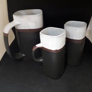 Pottery Set Of 3 Mugs